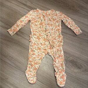 Angel Dear Pink and Cream Floral Footie